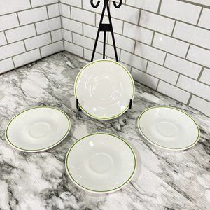 Corelle Meadow Saucers Set of 4 Green Rim Circle Vintage